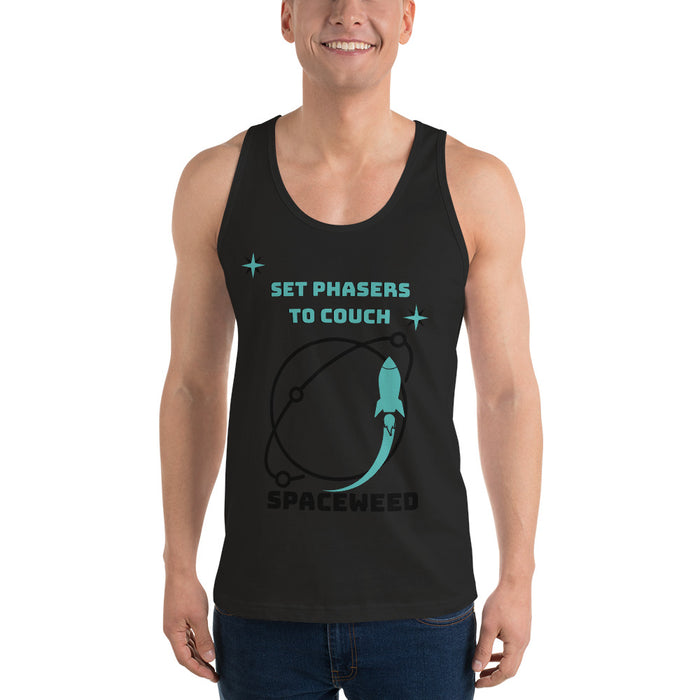 "From The Farm" SpaceWeed's "Set Phasers to Couch" Tank - Black