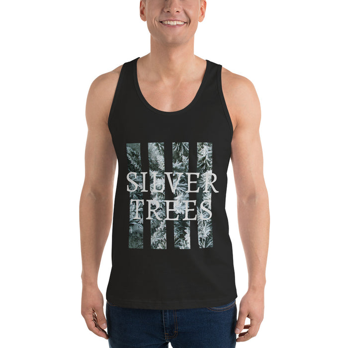 "From The Farm" Silver Trees "Frosty Tops" Tank - Black
