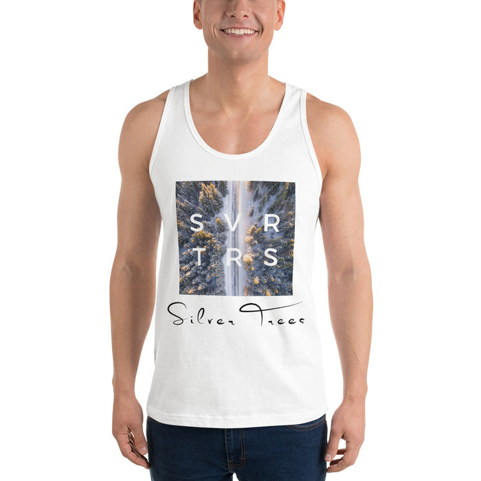 "From The Farm" Silver Trees "Frosty Tops"  Tank - White